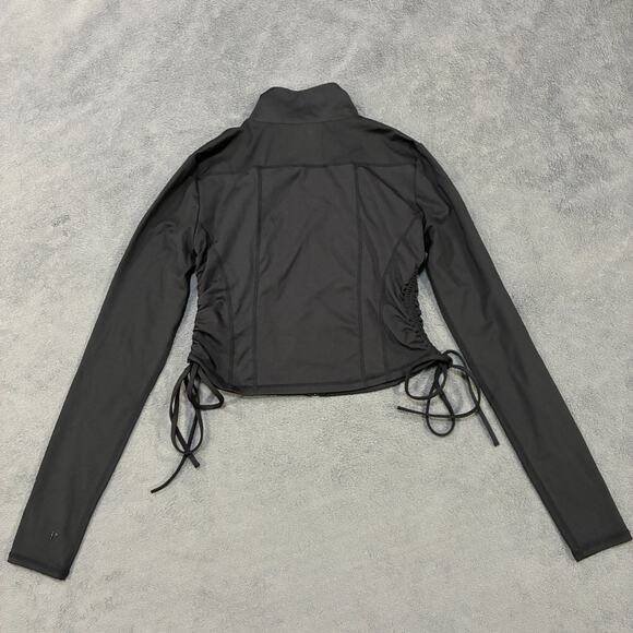 Pac 1980 Black Activewear Full Zip Pockets Cropped Jacket Women's Size Medium - Picture 2 of 8